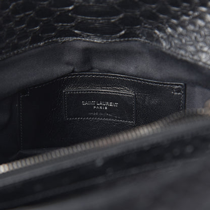 Saint Laurent Snake Calfskin Embossed Monogram Large College Satchel Black 5 of 8