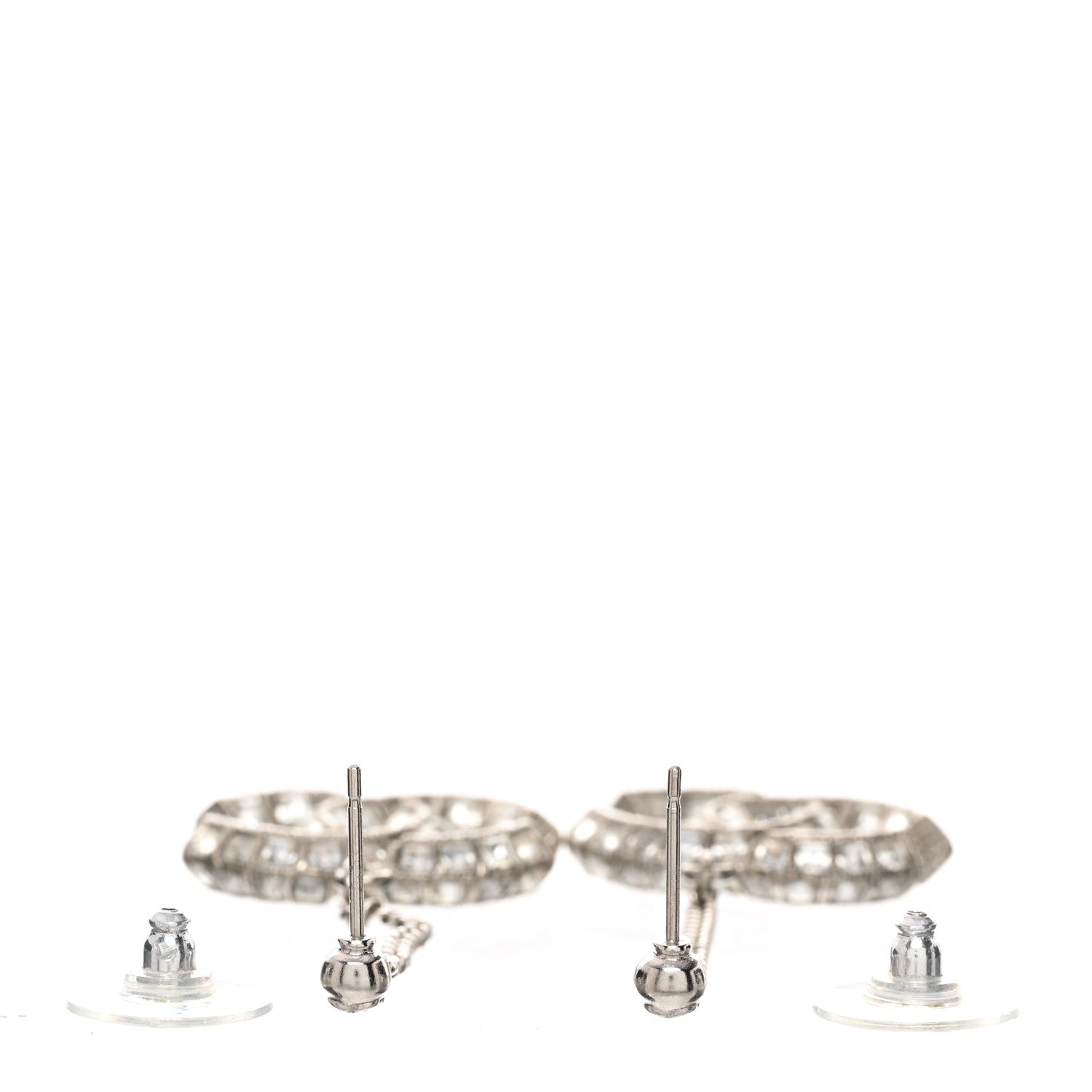 Chanel Baguette Crystal CC Drop Earrings Silver 3 of 4