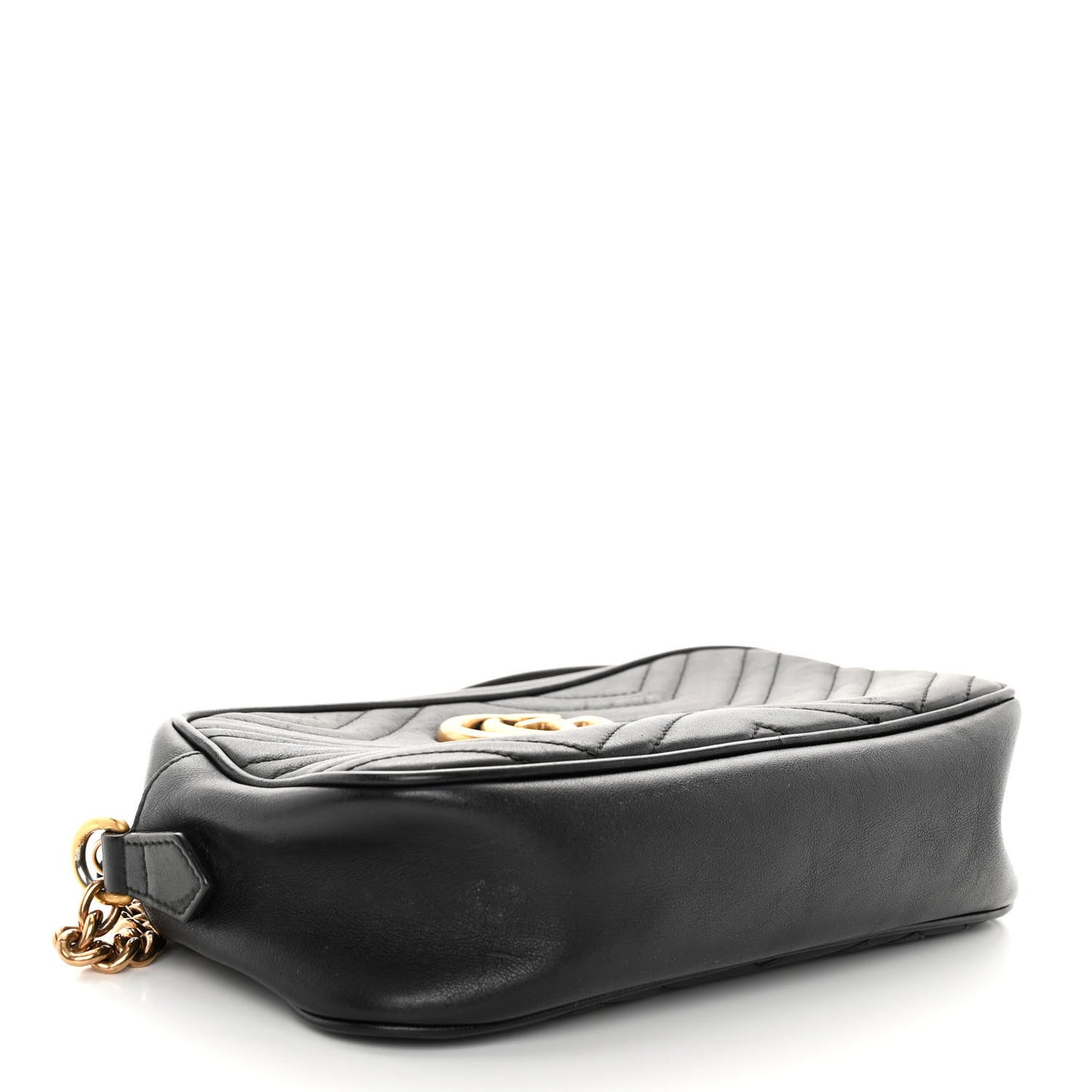 Calfskin Matelasse Small GG Marmont Chain Shoulder Bag Black