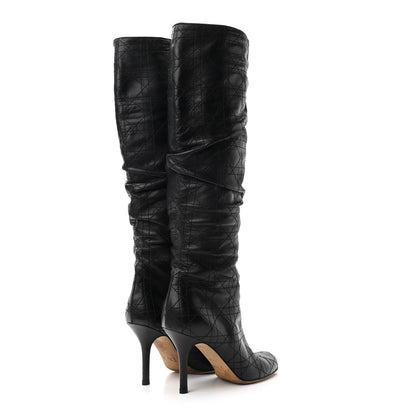 Christian Dior Lambskin Cannage Tall Boots 37 Black 4 of 10