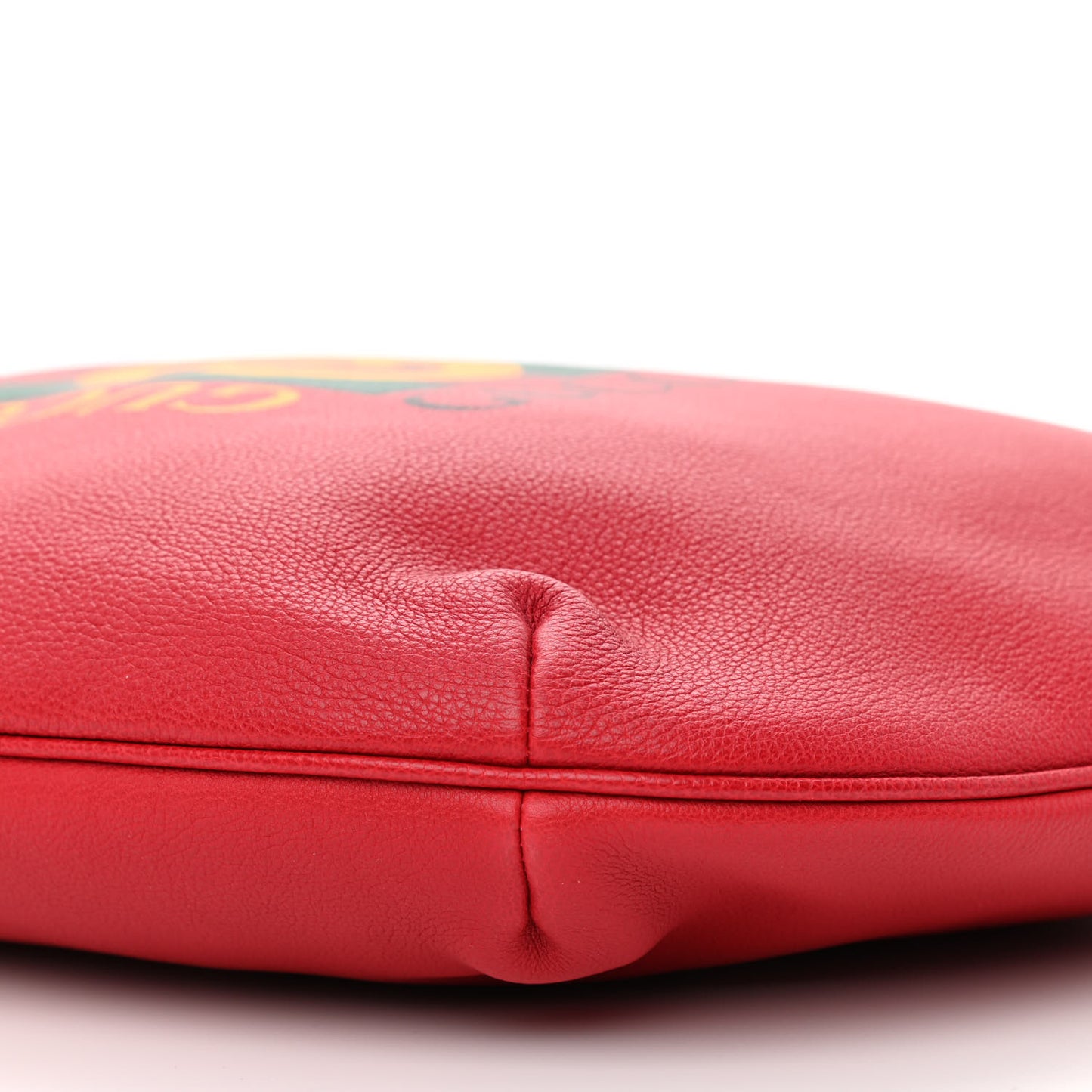 Grained Calfskin Logo Half Moon Hobo Red