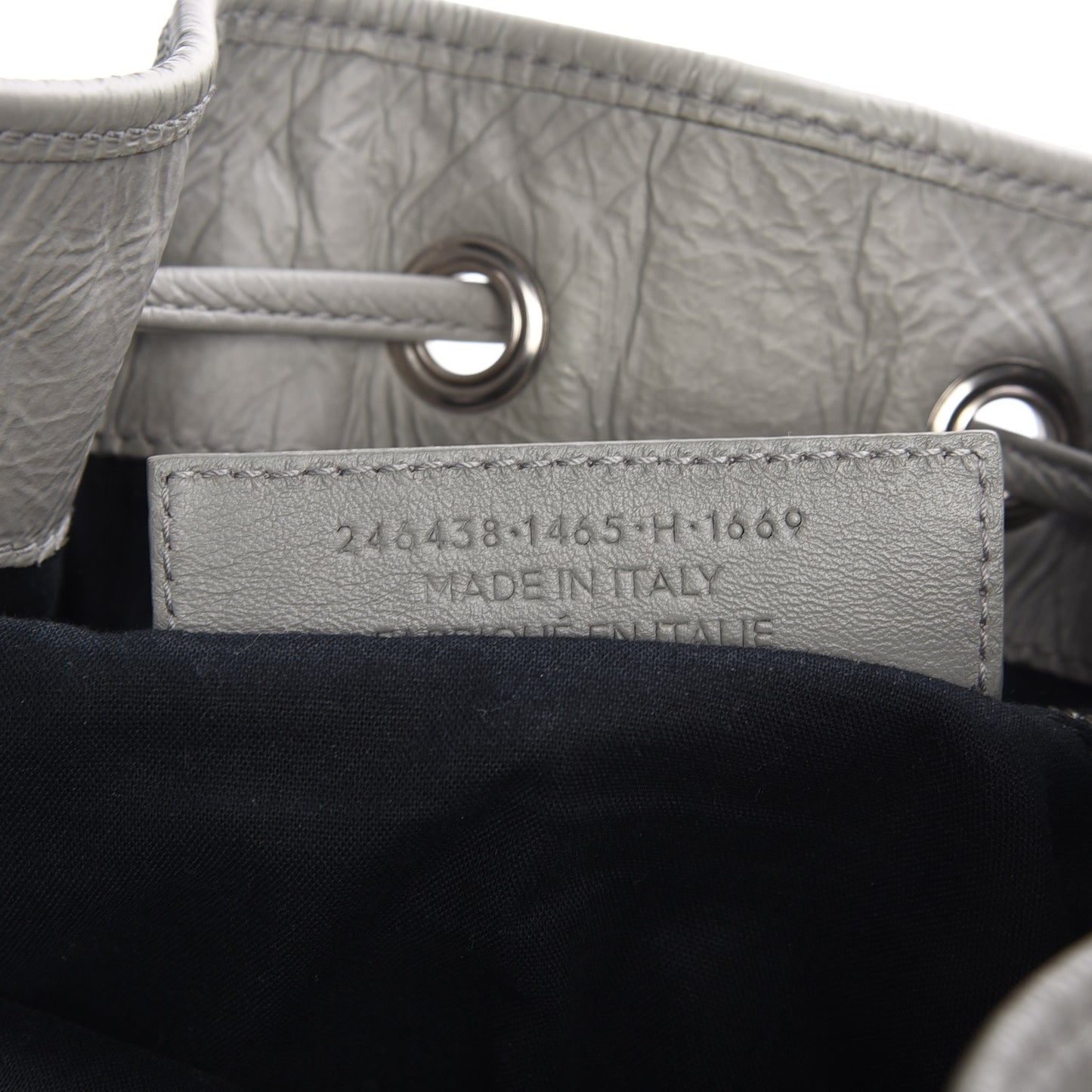 Matte Goatskin Rubber Covered Classic Hardware Mini Pompon Gris Glace