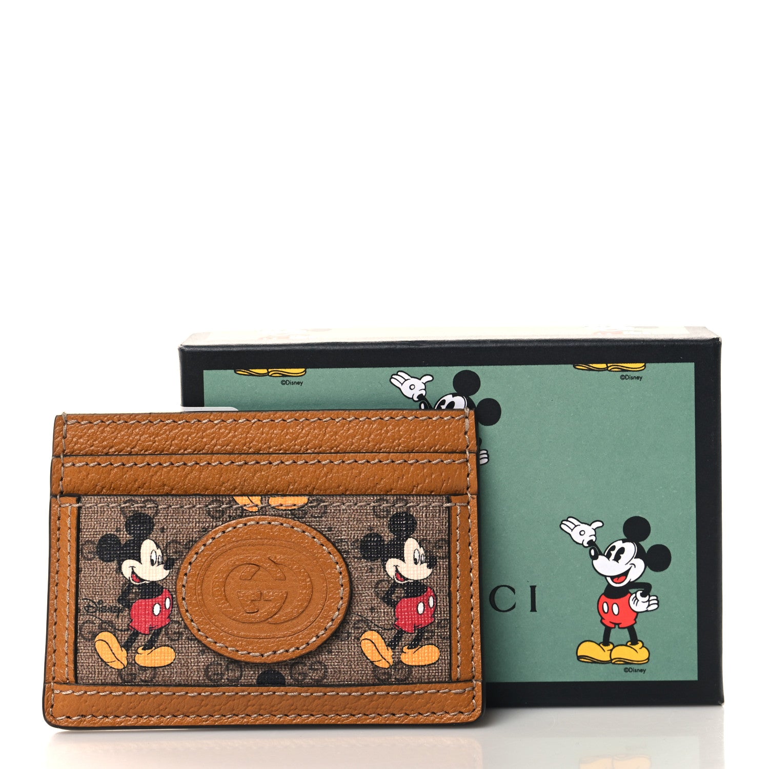 Gucci X DISNEY Mini Vintage GG Supreme Monogram Mickey Mouse Card Holder Beige Vintage Sun Oil 8 of 8