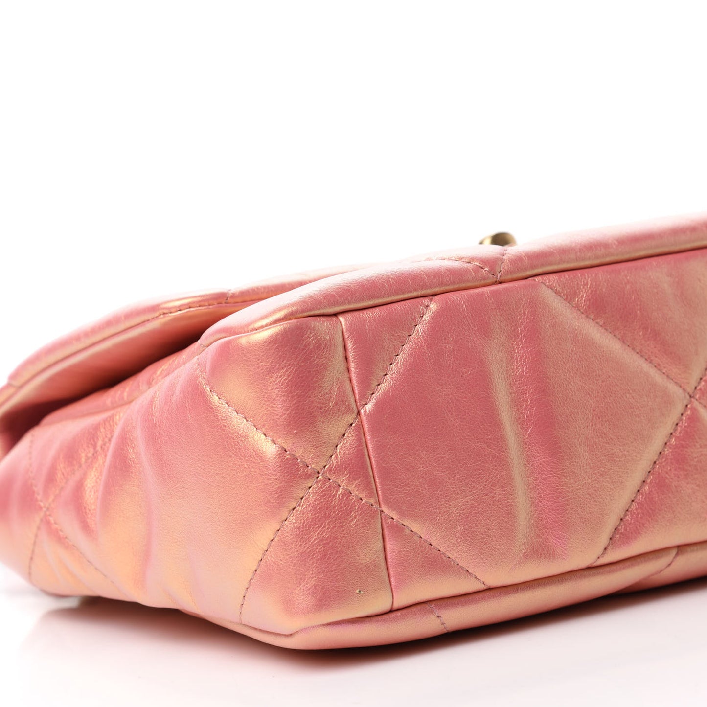 Iridescent Calfskin Quilted Medium Chanel 19 Flap Pink