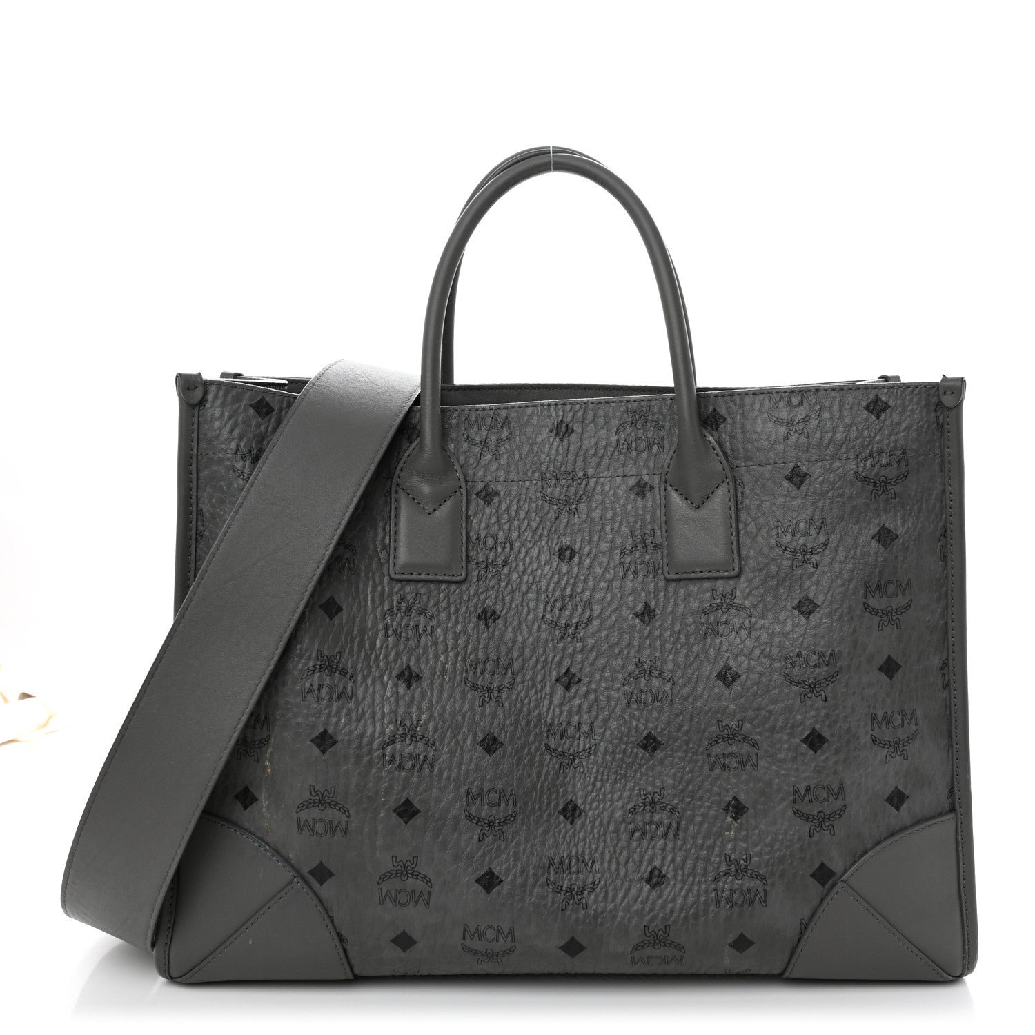 MCM Visetos Large Munchen Tote Grey 2 of 12