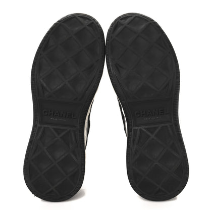 Chanel Suede Calfskin Nylon Grosgrain CC Sneakers 37 Black 6 of 9