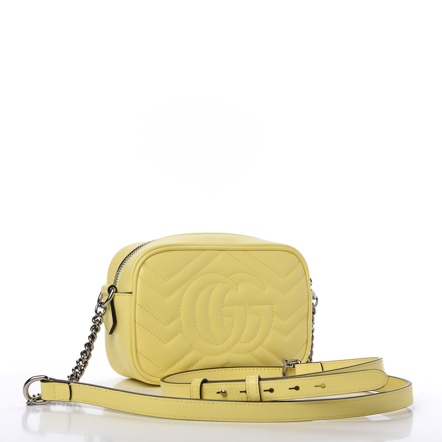 Calfskin Matelasse Mini GG Marmont Chain Shoulder Bag Banana