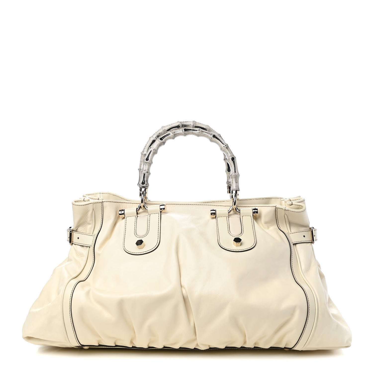 Gucci Calfskin Bamboo Large Pop Top Handle Tote Off White 1 of 10
