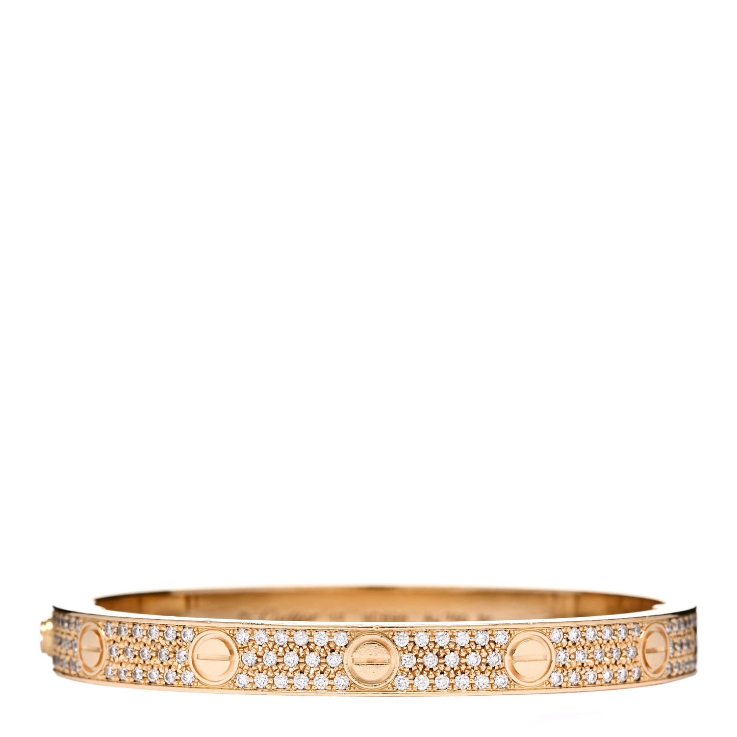 18K Yellow Gold Diamond LOVE Paved Bracelet 17