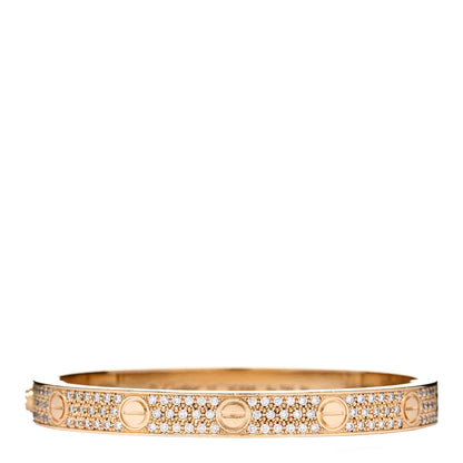 Cartier 18K Yellow Gold Diamond LOVE Paved Bracelet 17 1 of 4