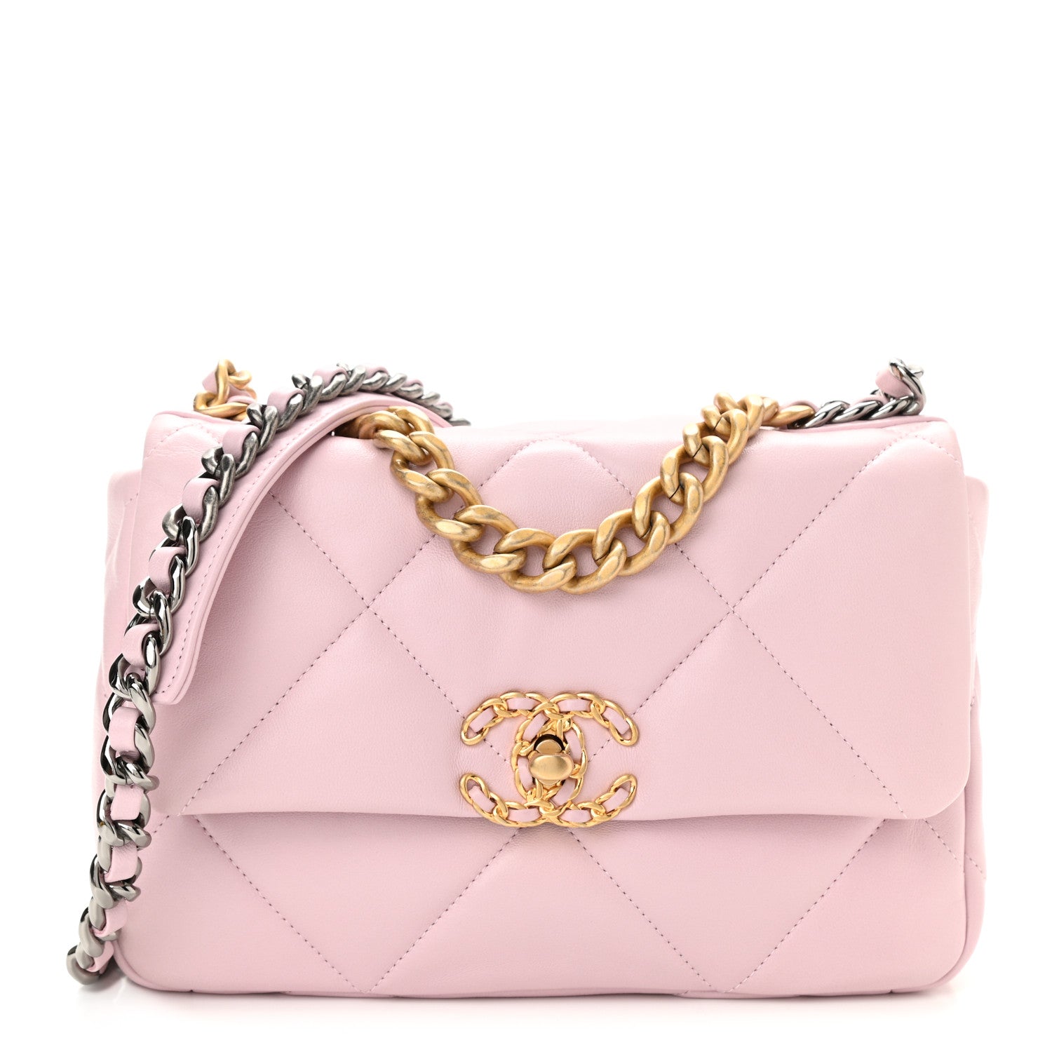Chanel Lambskin Quilted Medium Chanel 19 Flap Light Pink 1 of 12