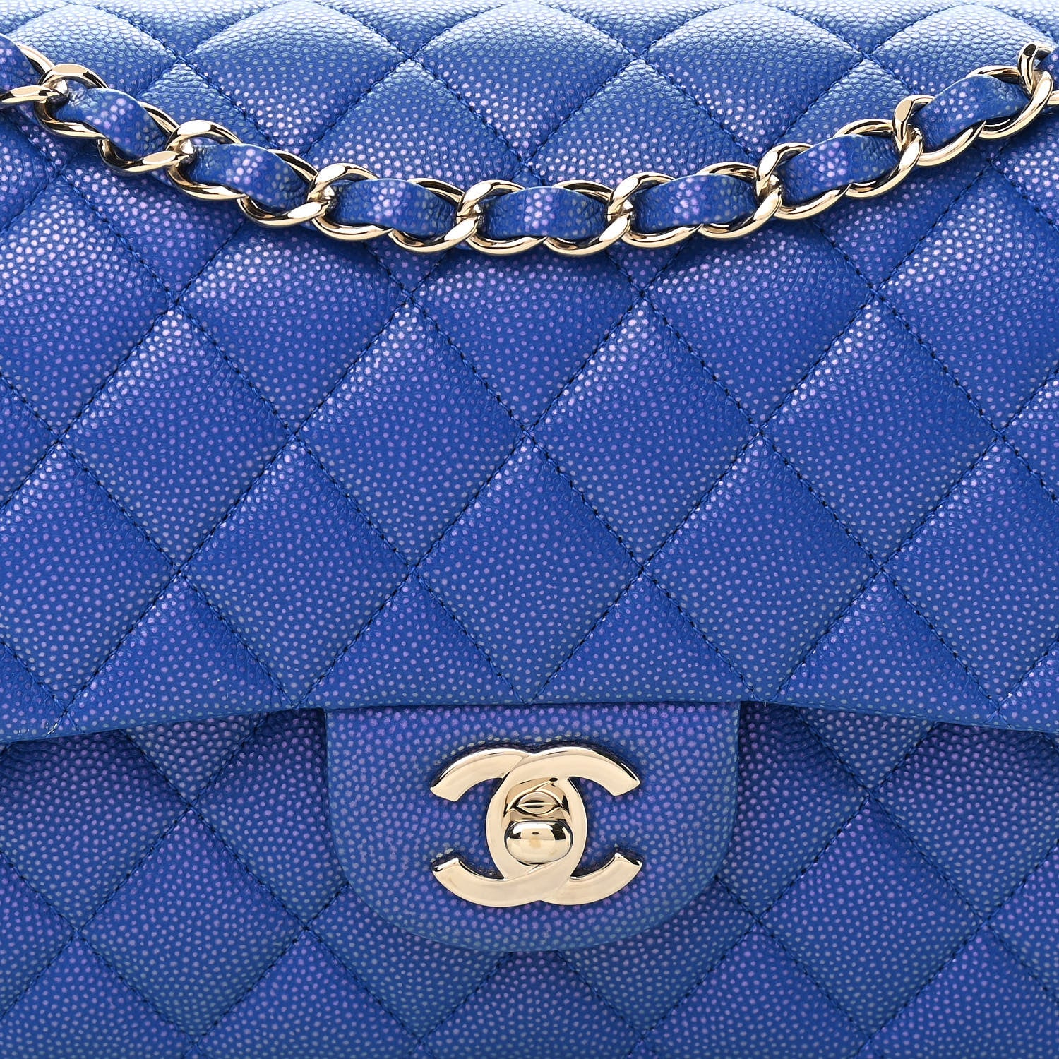 Chanel Iridescent Caviar Quilted Medium Double Flap Blue 8 of 11