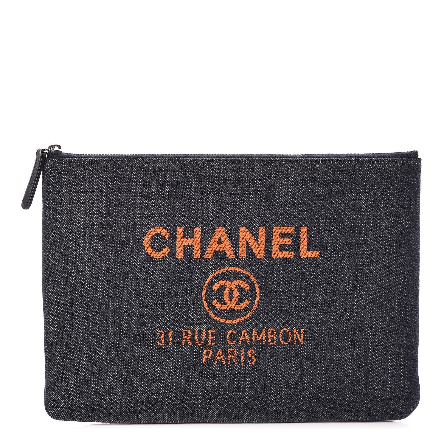 Chanel Denim Medium Deauville Pouch Blue Orange 1 of 8