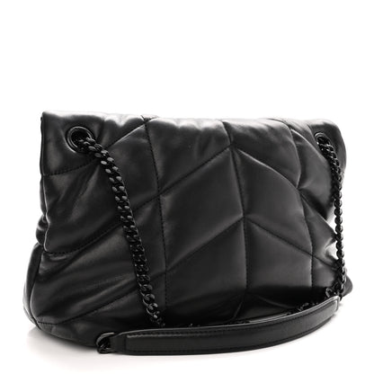 Saint Laurent Lambskin Quilted Monogram Monochrome Small Loulou Puffer Chain Satchel Black 3 of 9