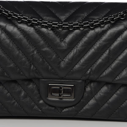 Chanel Aged Calfskin Chevron Quilted 2.55 Reissue 225 Flap So Black 9 of 10