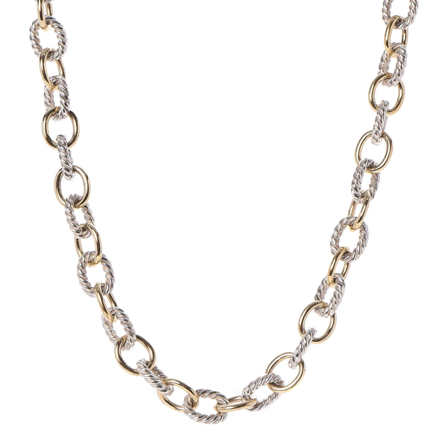 Sterling Silver 18K Yellow Gold 10mm Medium Oval Link Necklace