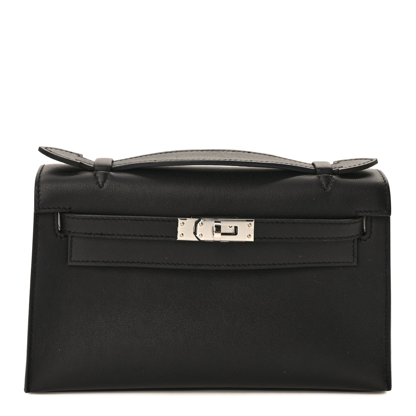 Swift Horseshoe Kelly Pochette Clutch Black Rose Pourpre