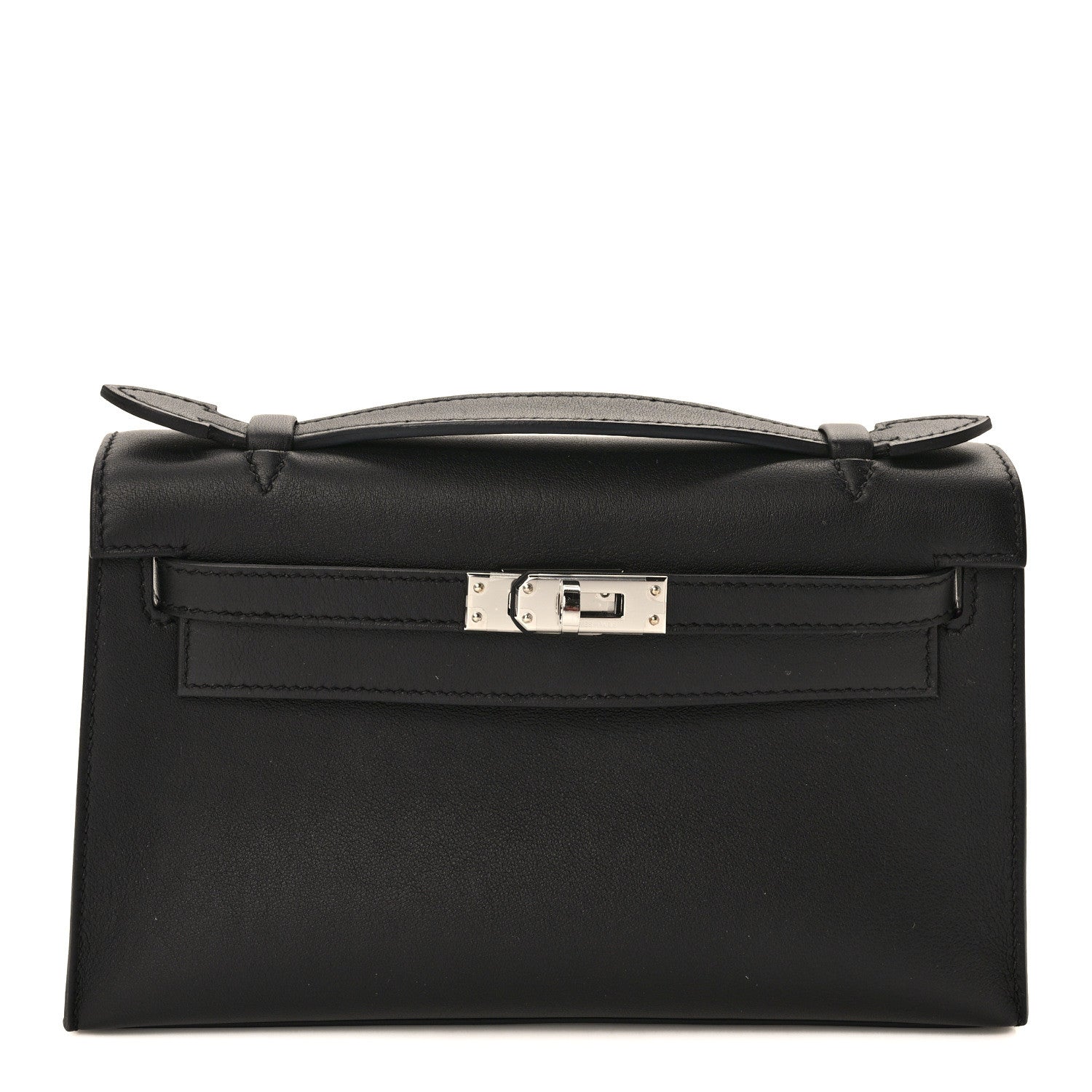 Hermes Swift Horseshoe Kelly Pochette Clutch Black Rose Pourpre 1 of 10