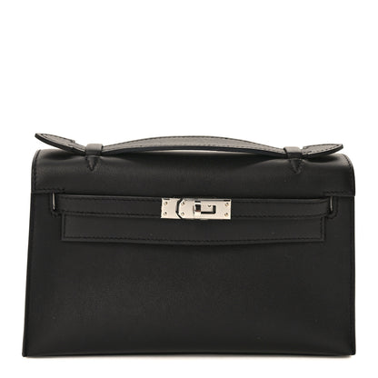 Hermes Swift Horseshoe Kelly Pochette Clutch Black Rose Pourpre 1 of 10