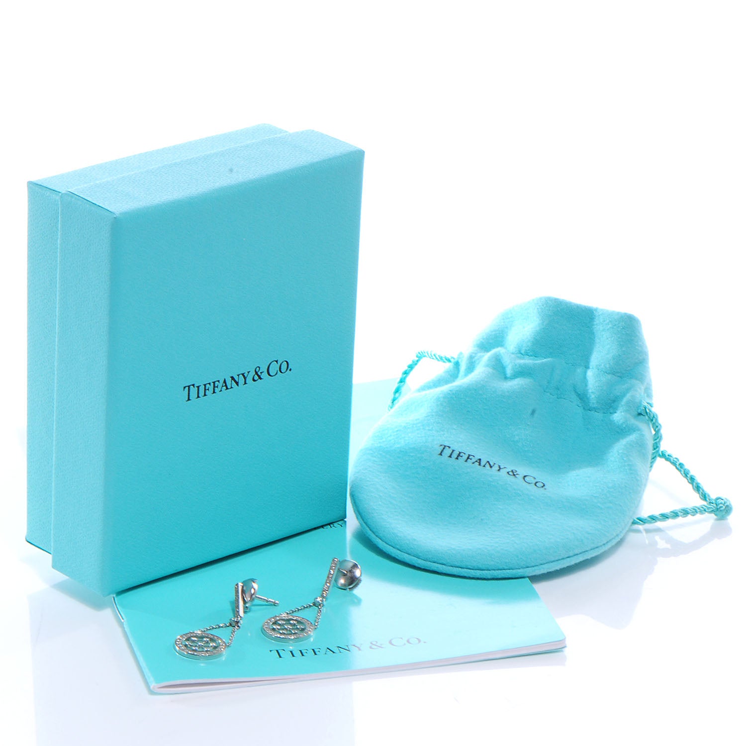 Tiffany Platinum Diamond Voile Drop Earrings 6 of 6