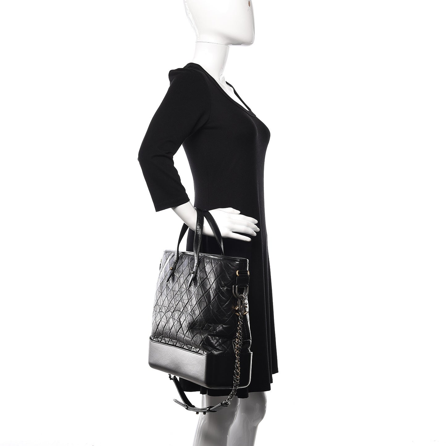 Calfskin Quilted Large Gabrielle Shopping Tote Black