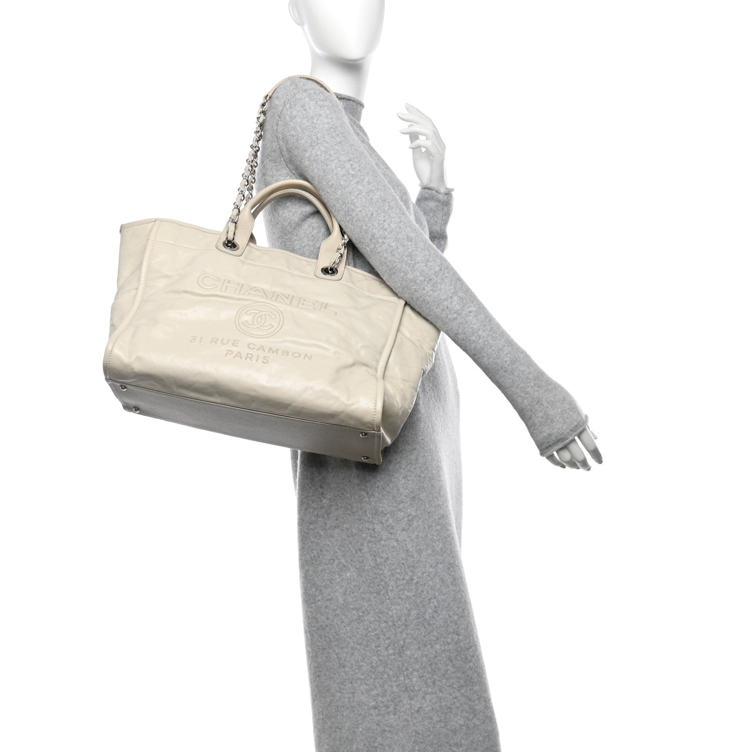 Chanel Calfskin Deauville Tote White 2 of 14
