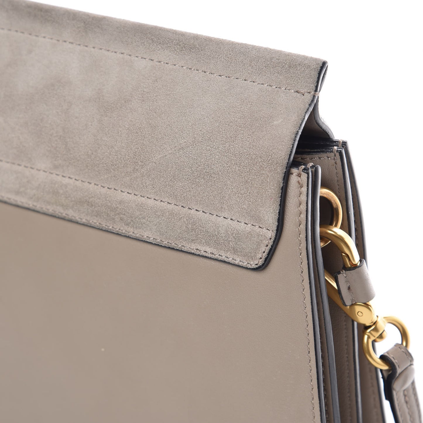 Calfskin Suede Studded Medium Faye Shoulder Bag Motty Grey
