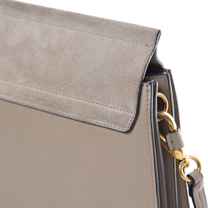 Chloe Calfskin Suede Studded Medium Faye Shoulder Bag Motty Grey 6 of 7