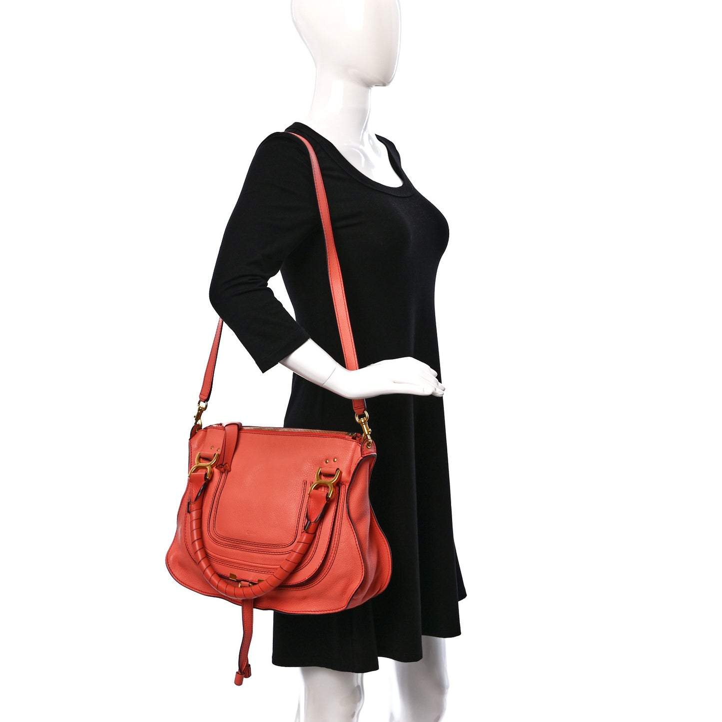 Calfskin Medium Marcie Satchel Coral