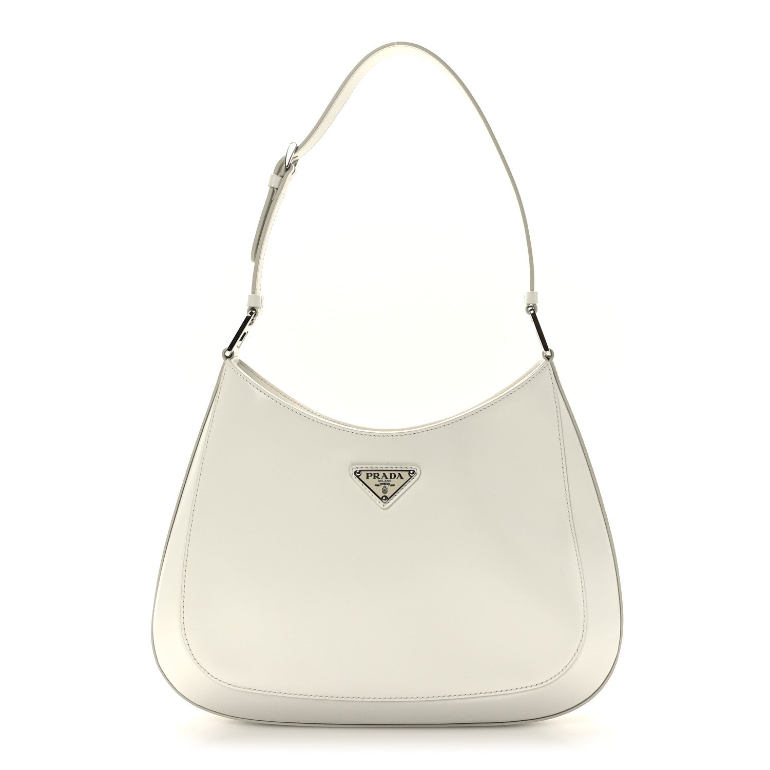 Prada Spazzolato Large Cleo Adjustable Strap Shoulder Bag White 1 of 8