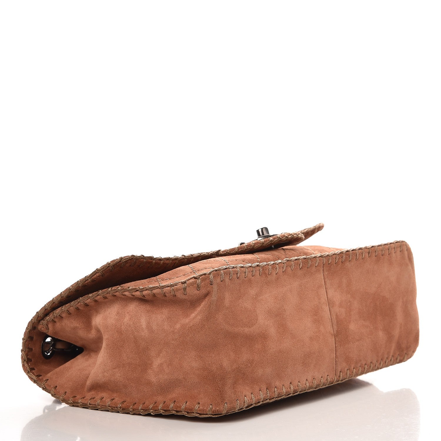 Chanel Suede Calfskin Stitch Flap Light Brown 4 of 10
