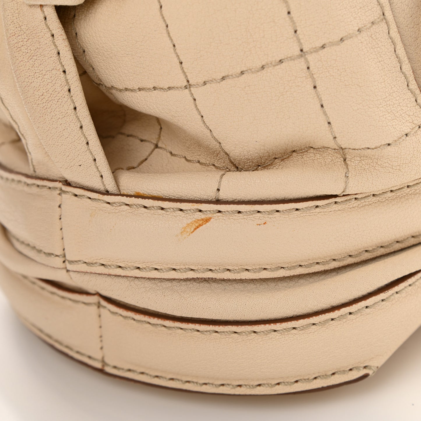 Goatskin Square Stitch Essential Bowler White