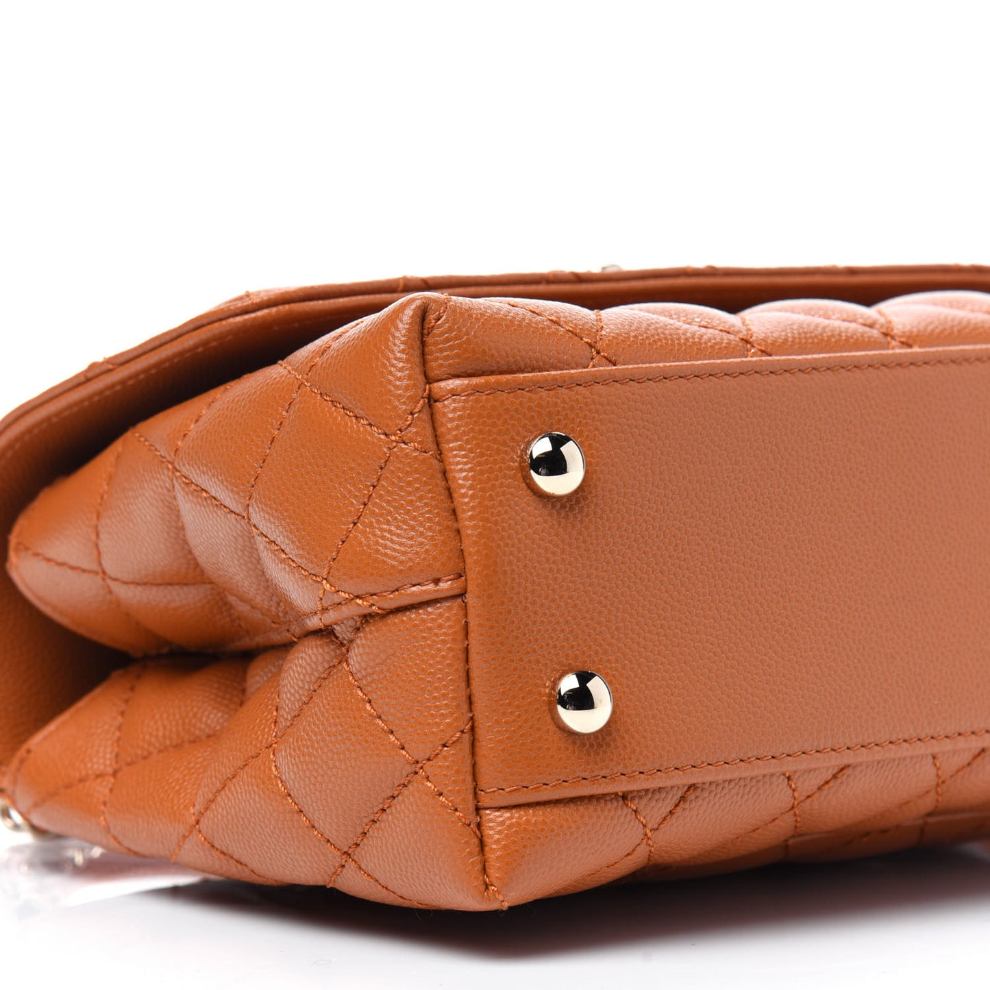 Caviar Quilted Mini Coco Handle Flap Light Brown