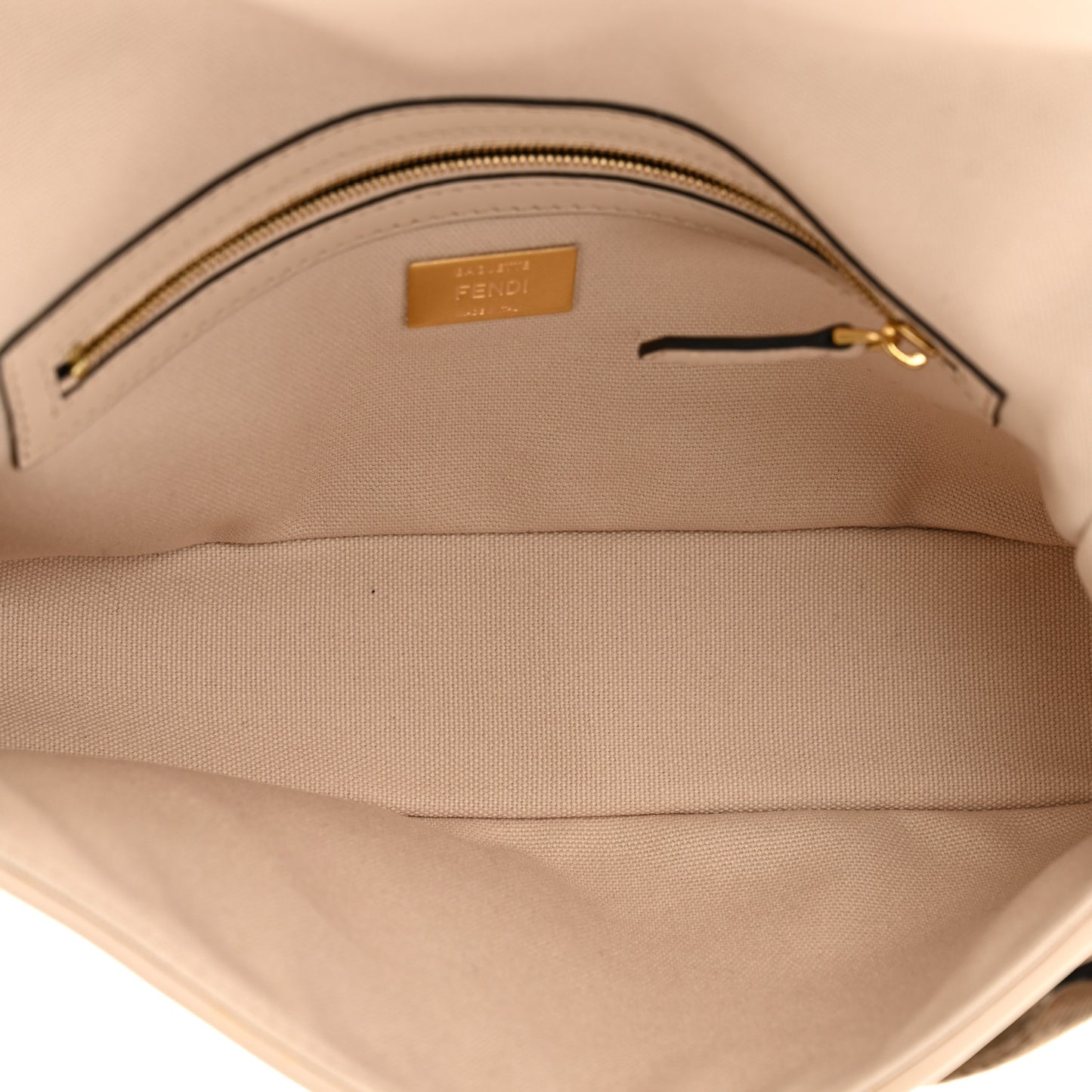 Canvas Vitello King Bi-Color Strap FF Embroidered Baguette Poudre