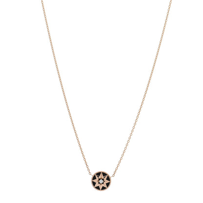 Christian Dior 18K Rose Gold Diamond Black Onyx Rose Des Vents Necklace 1 of 4