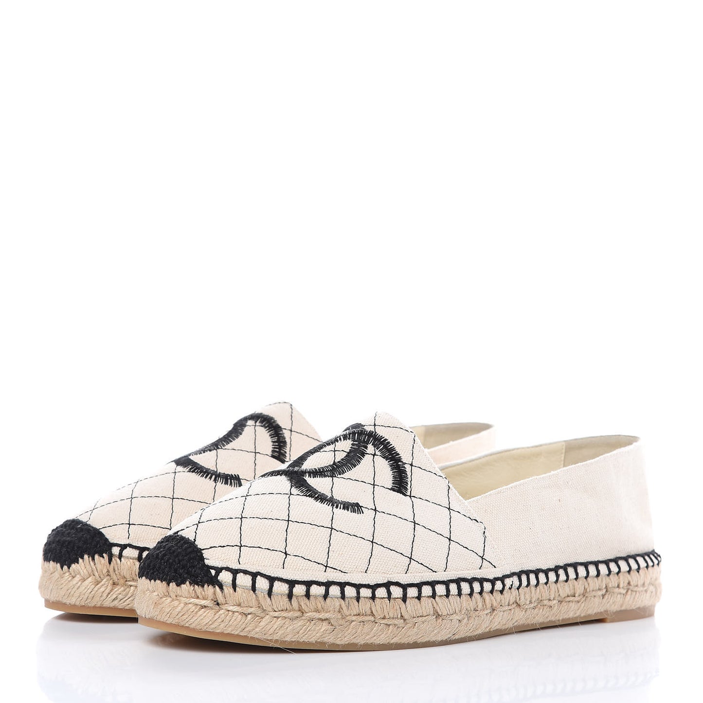 Fabric Biarritz CC Espadrilles 41 Beige Black