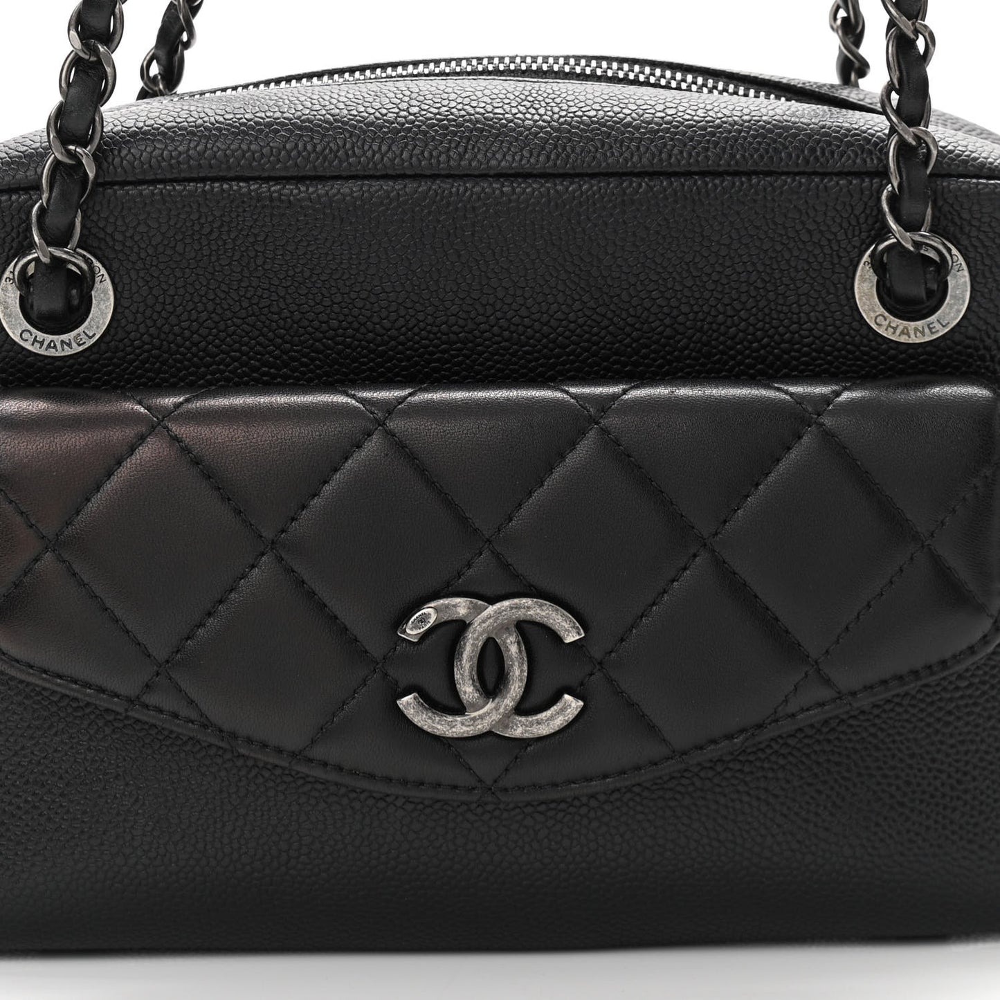 Caviar Lambskin Quilted Coco Break Camera Case Black