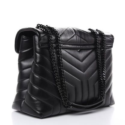 Saint Laurent Calfskin Y Quilted Monogram Medium Loulou Chain Satchel Black 3 of 11