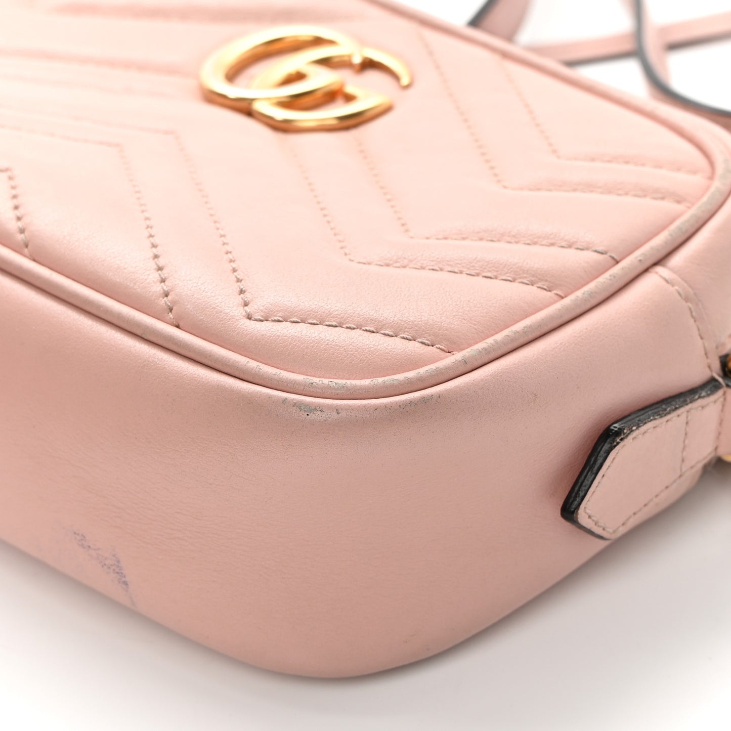 Calfskin Matelasse Mini GG Marmont Chain Shoulder Bag Perfect Pink