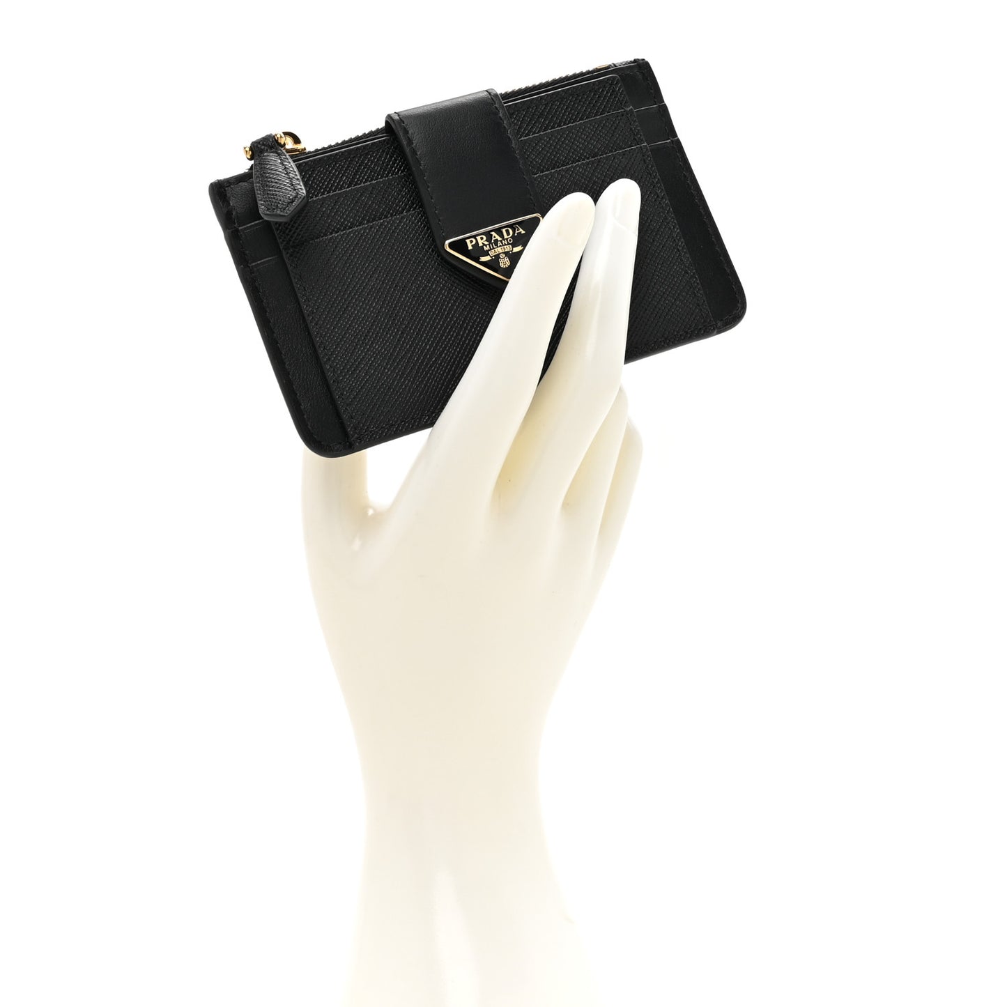 Saffiano Metal Coin Case Card Holder Black
