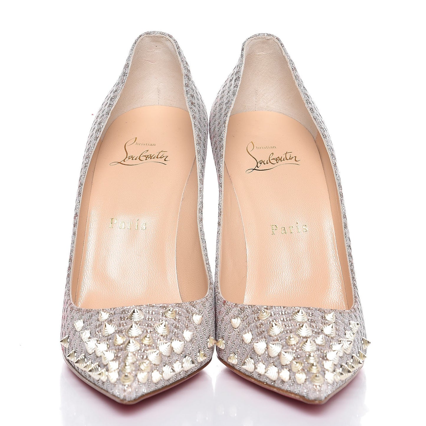 Quadro Lurex Spikeyshell 100 Pumps 37.5 Nude White Gold