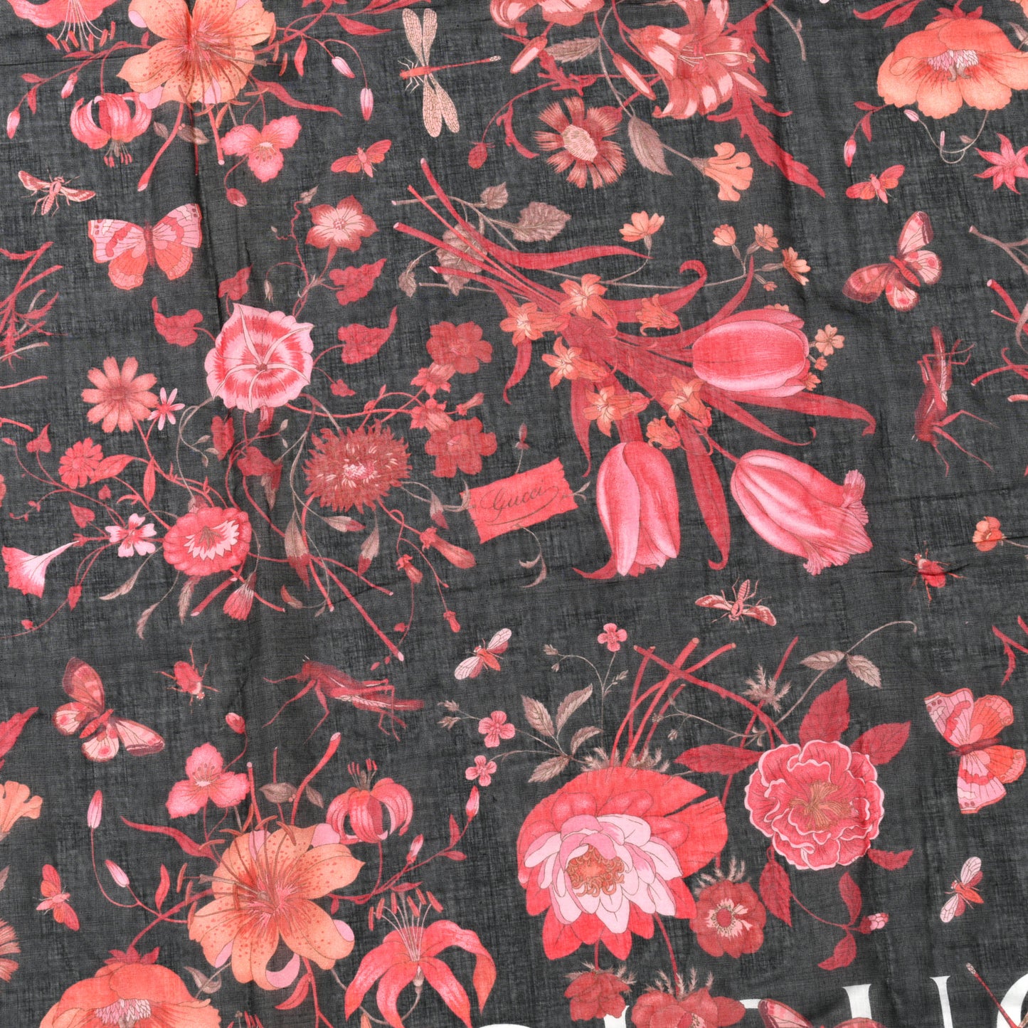 Cotton Floral Print Shawl Black Red