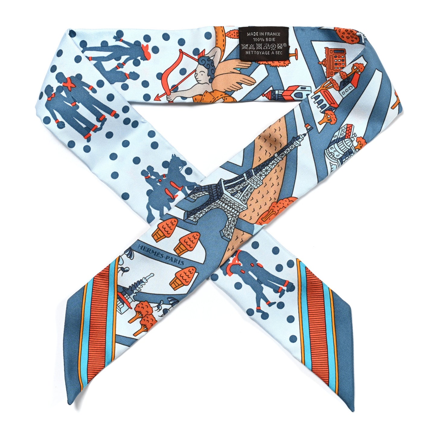 Silk Les Nouveaux Amoureux de Paris Twilly Ciel Blue Jean Orange