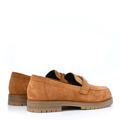 Hermes Suede Goatskin Womens Faubourg Loafers 39 Naturel 4 of 8