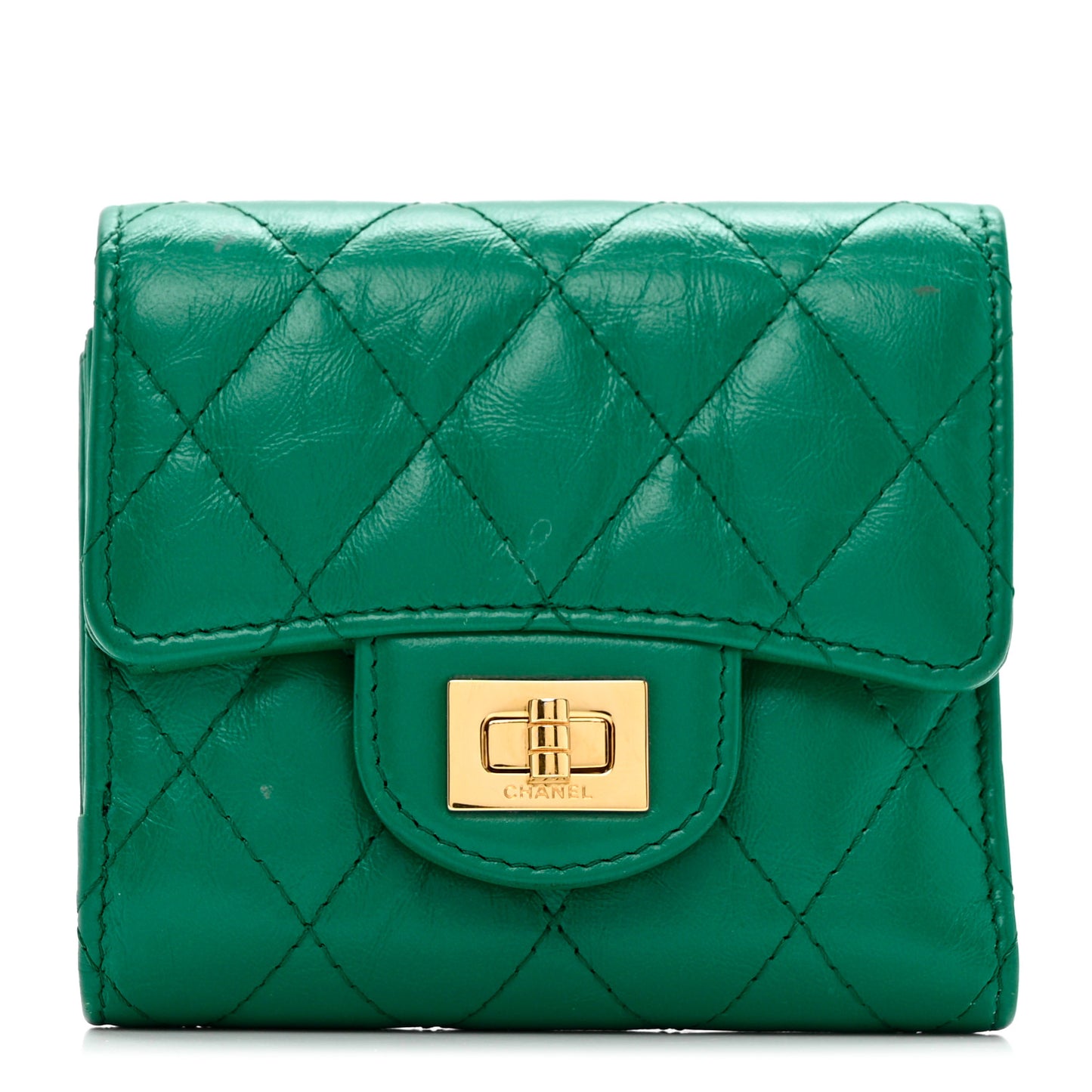 Aged Calfskin Quilted Reissue Compact Wallet Green