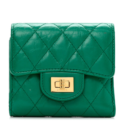 Chanel Aged Calfskin Quilted Reissue Compact Wallet Green 1 of 8