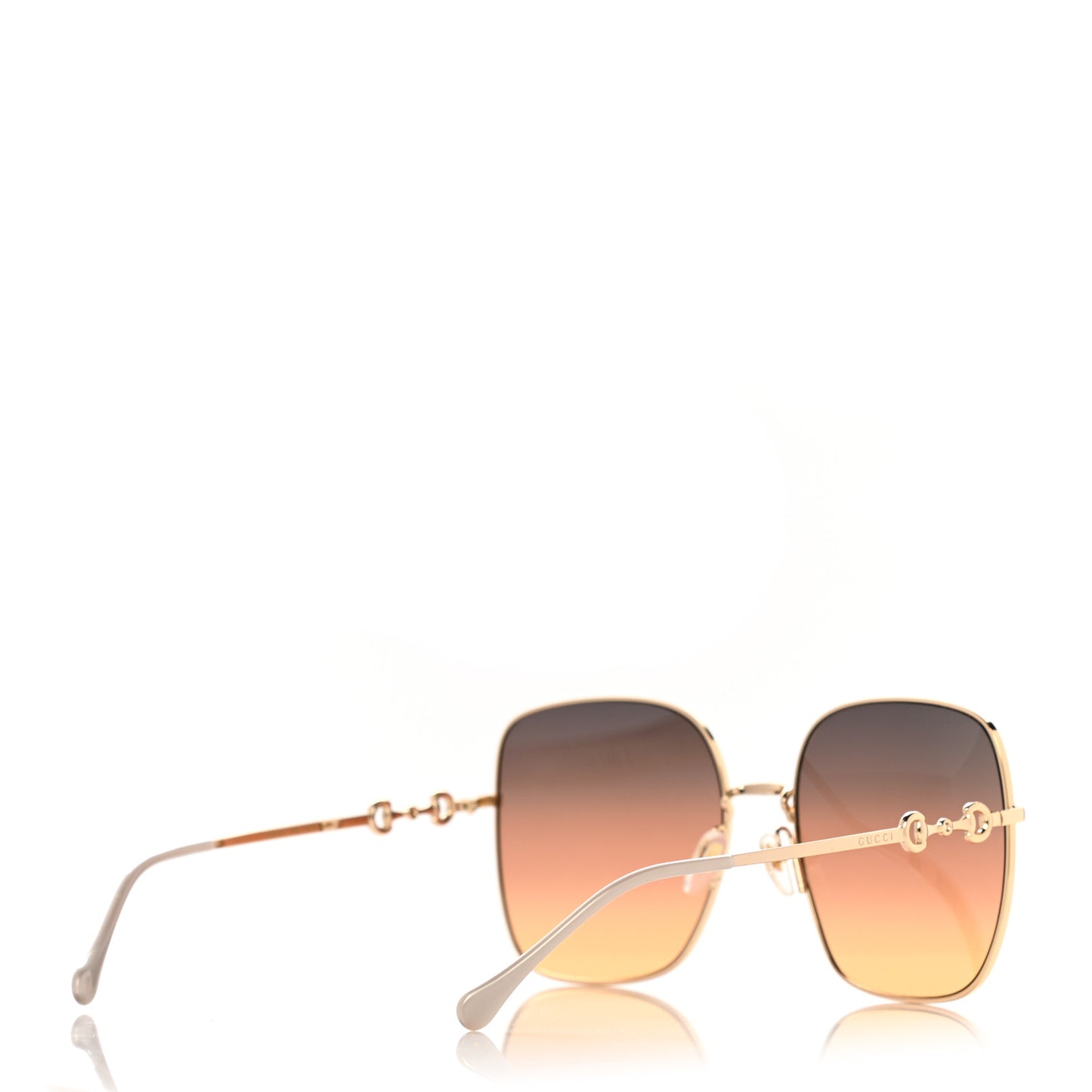 Metal Horsebit Square Frame Sunglasses GG0879S Gold