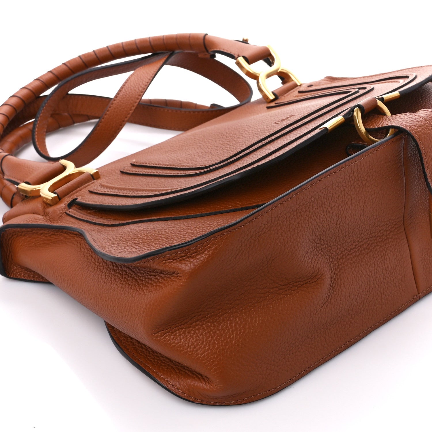Chloe Calfskin Braided Medium Marcie Double Carry Tan 10 of 11