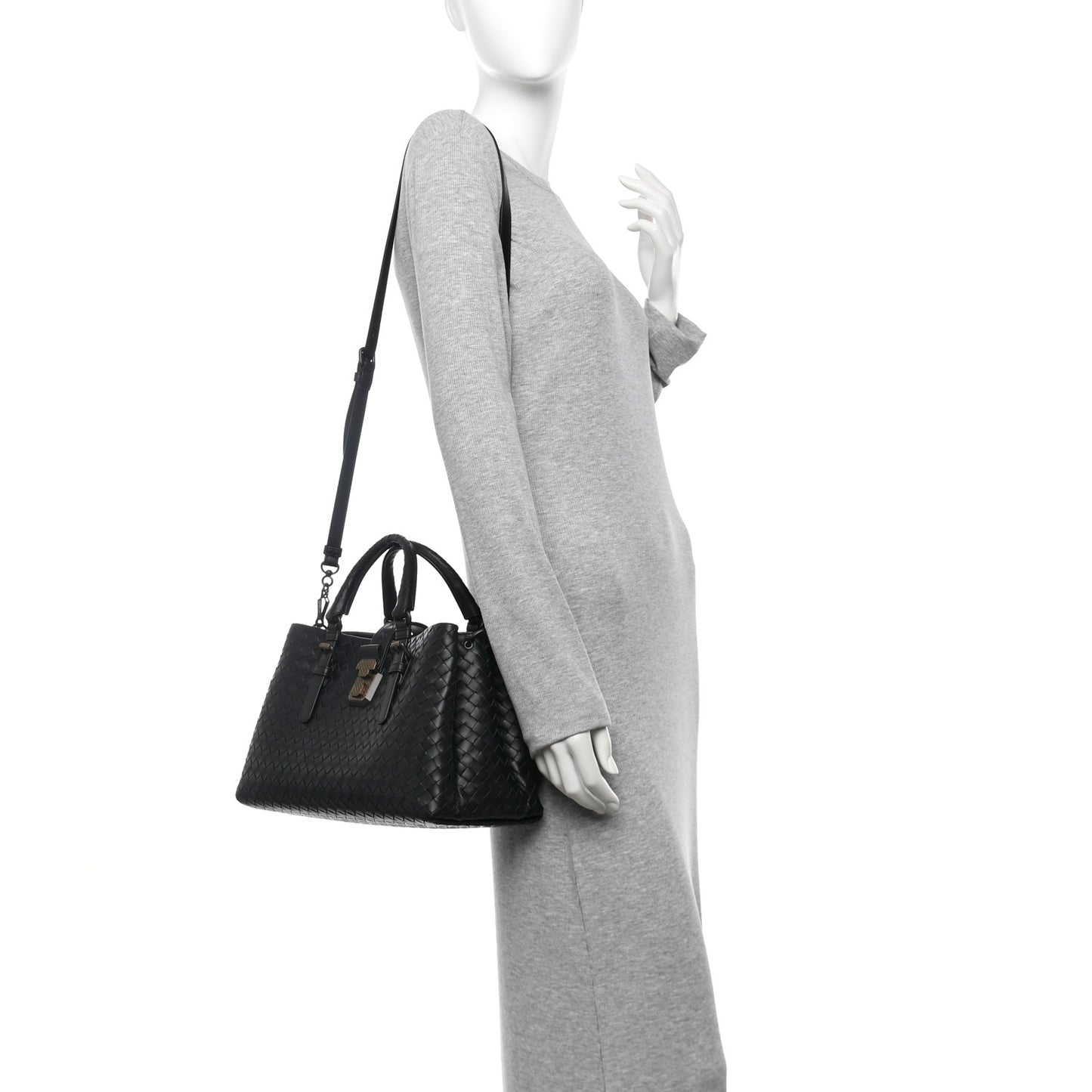 Nappa Intrecciato Medium Roma Tote Black
