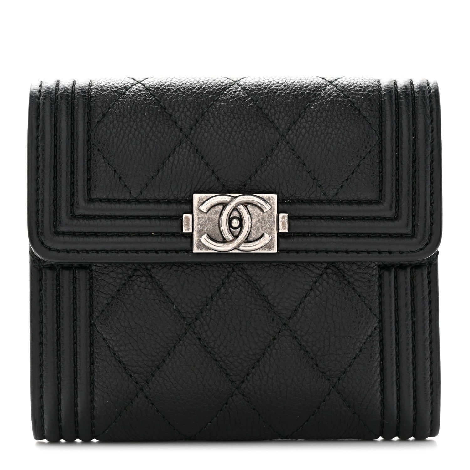 Chanel Caviar Quilted Compact Boy Wallet Black 1 of 8